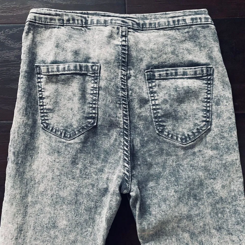 Classic Fashion Vintage 80s Grey Acid Washed High Rise Jeggings/Leggings Size L Size M - Image 8