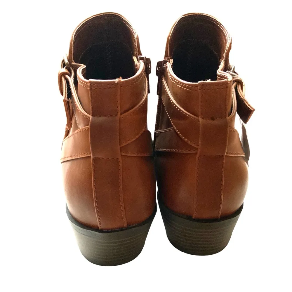 American Eagle New  Brown Zip Buckle Ankle Boots - Image 5