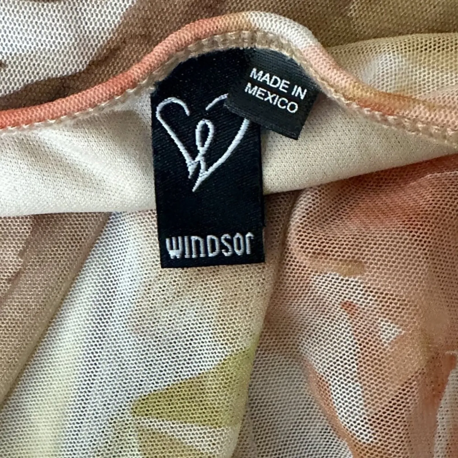 Windsor Asymmetric Bodycon Midi Dress Womens L Pink Beige Floral Event Coquette - Image 5