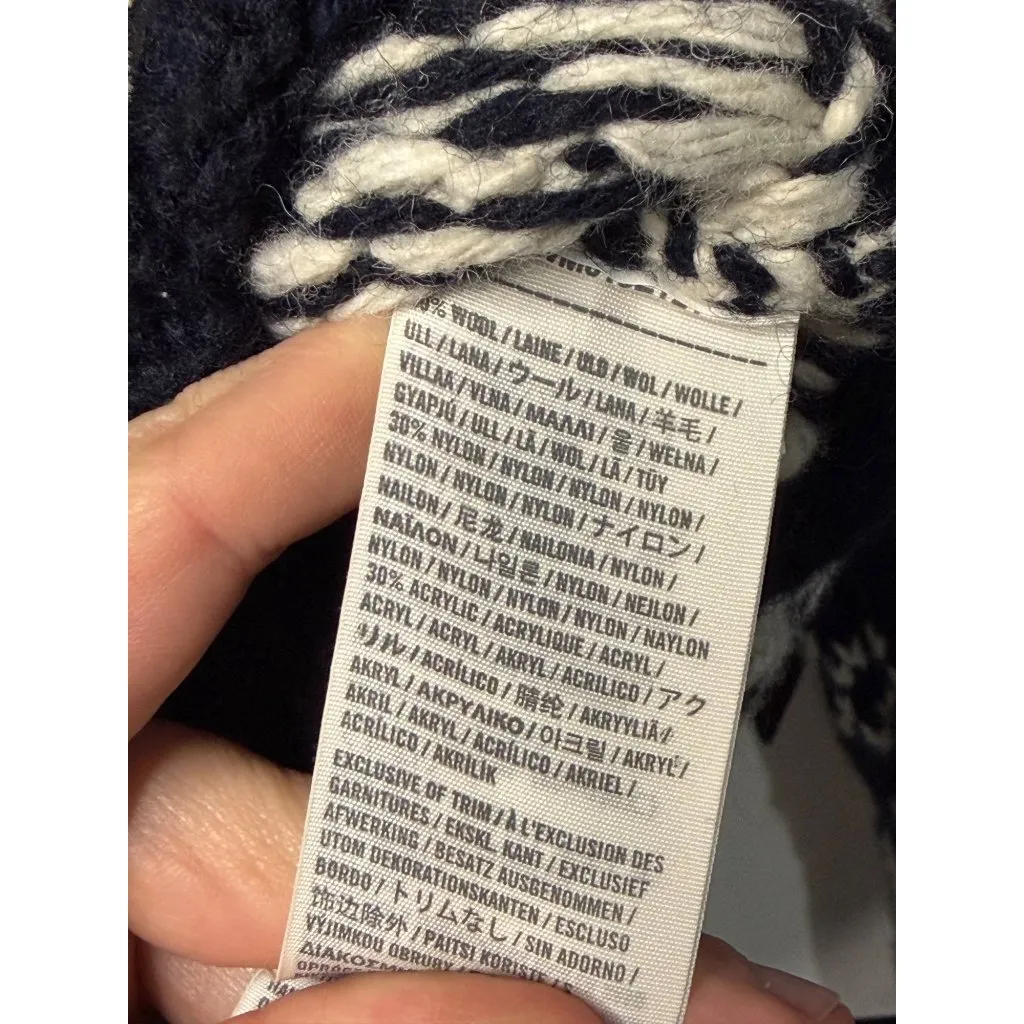 VTG Y2k Hollister XS Navy White Wool Button Up Hoodie Sweater Snow Winter Ski - Image 7