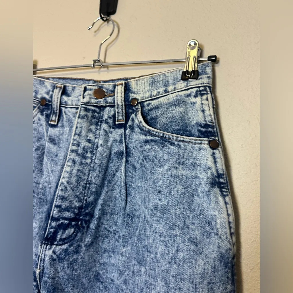 Vintage‎ Wrangler High Waisted Mom Jeans Straight Leg Acid Wash Pleated Size 13 - Image 5