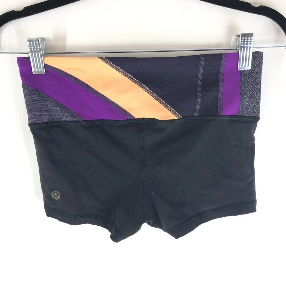 Lululemon Womens Boogie Shorts Reversible Colorblocked Black Purple Yellow 4 - Image 2