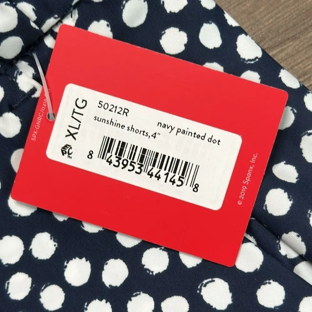 Spanx Sunshine 4" Navy Painted‎ Dot High Rise Summer Shorts Size XL - Image 8
