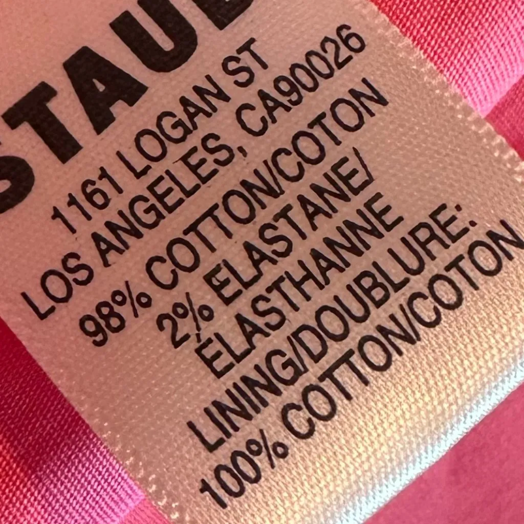 Staud Elio Off-The-Shoulder Dress Plumeria Pink Midi Length Cotton Size 16 NWT - Image 13