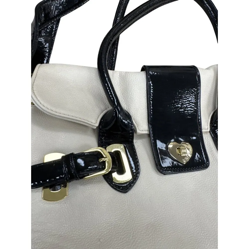 Betsey Johnson Womens Cream & Black Crossbody Purse 10x12 SKU 7055 - Image 2