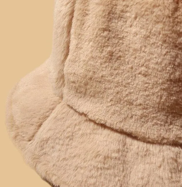 Solid Plush Bucket Hat Khaki One Size - Image 2