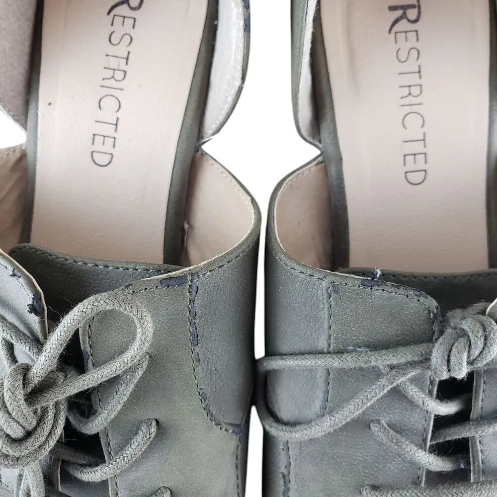 Restricted Oxford Shoes Womens 8 Green Suede Open Side Lace Up D'Orsay Flats - Image 11