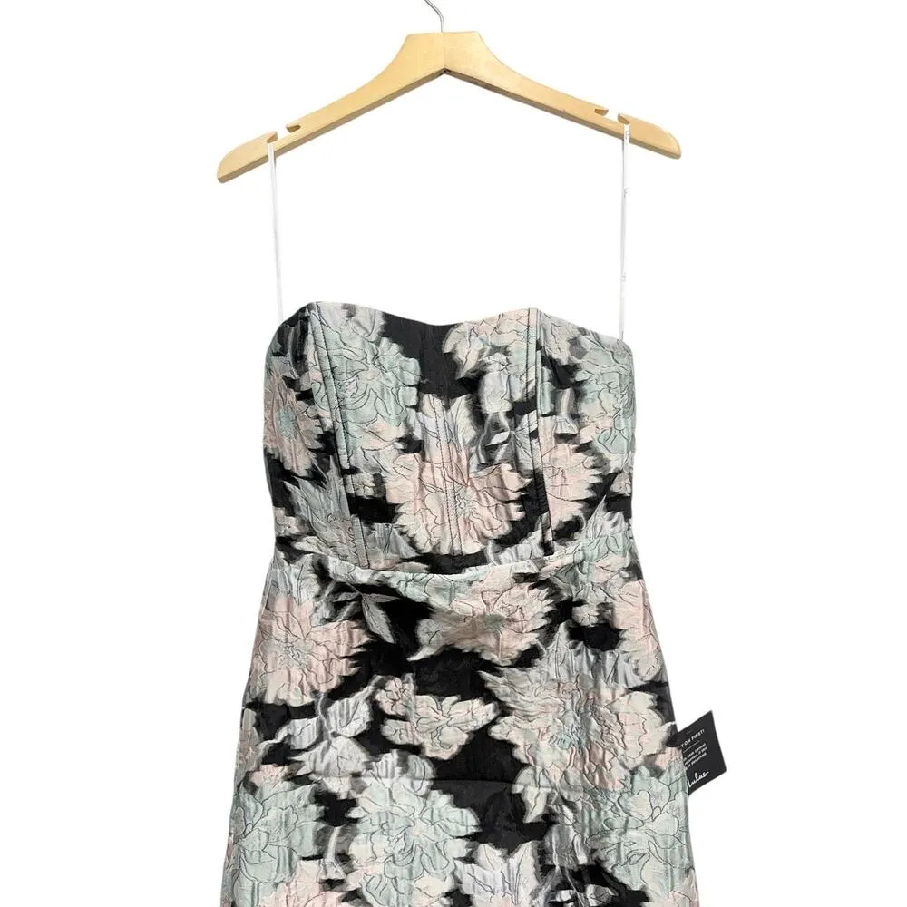 Lulus Upgraded Event Black Jacquard Strapless Bustier Midi Dress size Medium - Image 4