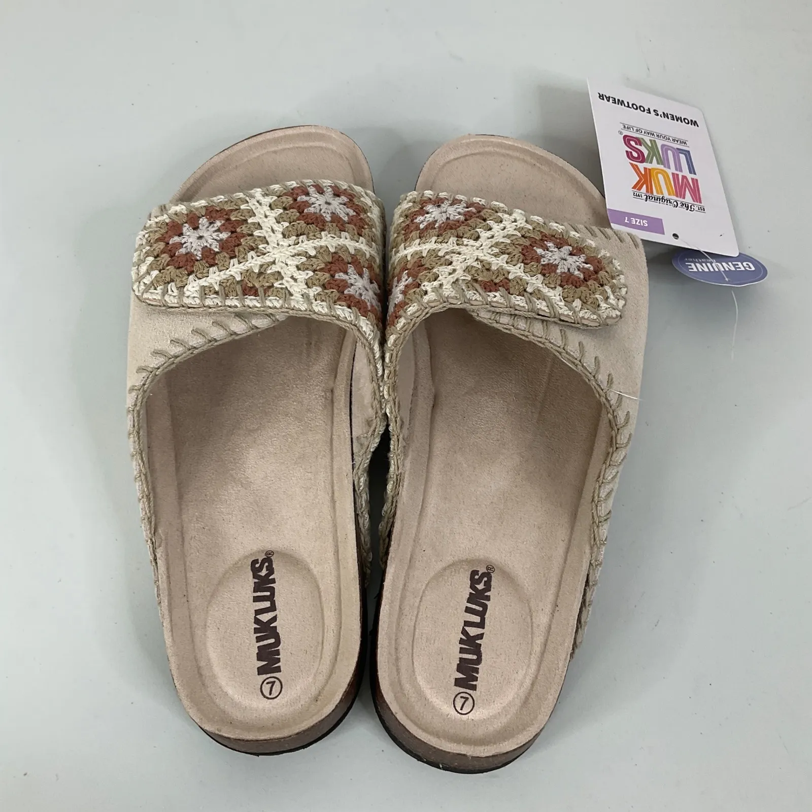 Muk Luks NWT Crochet Top Slide Sandals Size 7 - Image 4