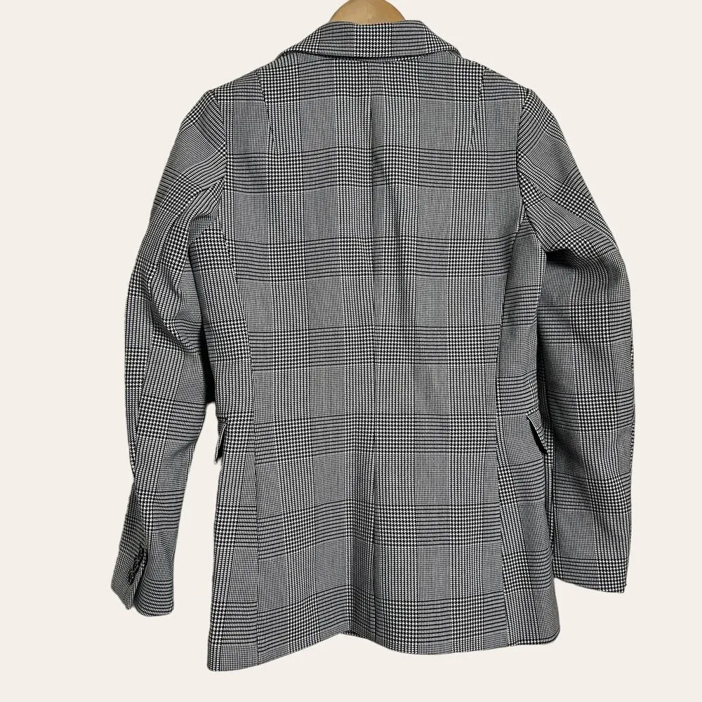 H&M Black White Houndstooth Striped Double Breasted Blazer Jacket Size 2 - Image 4