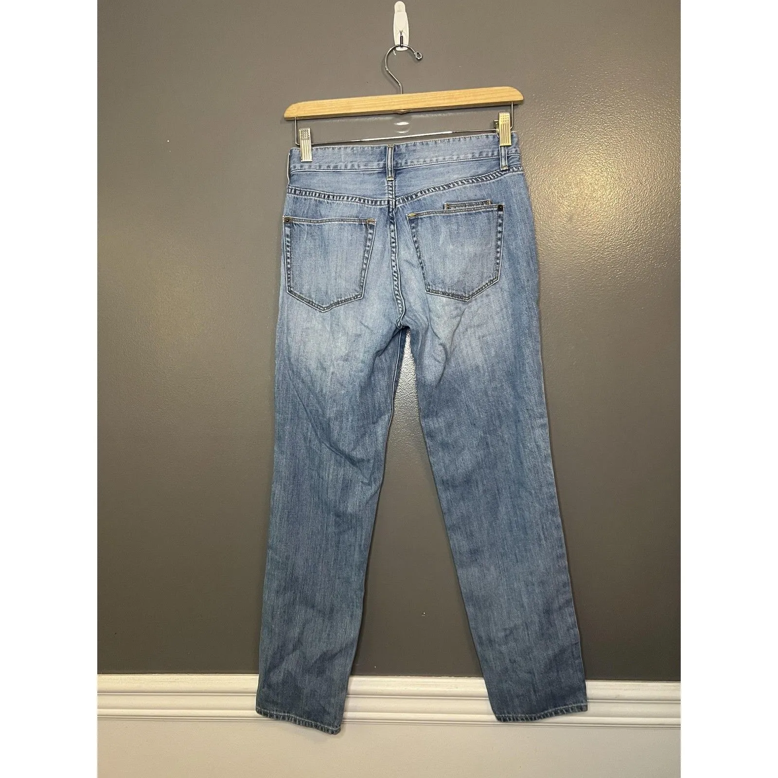 J Crew Jeans Womens 24 Light Wash Distressed 100% Cotton Straight Leg Denim Blue - Image 4