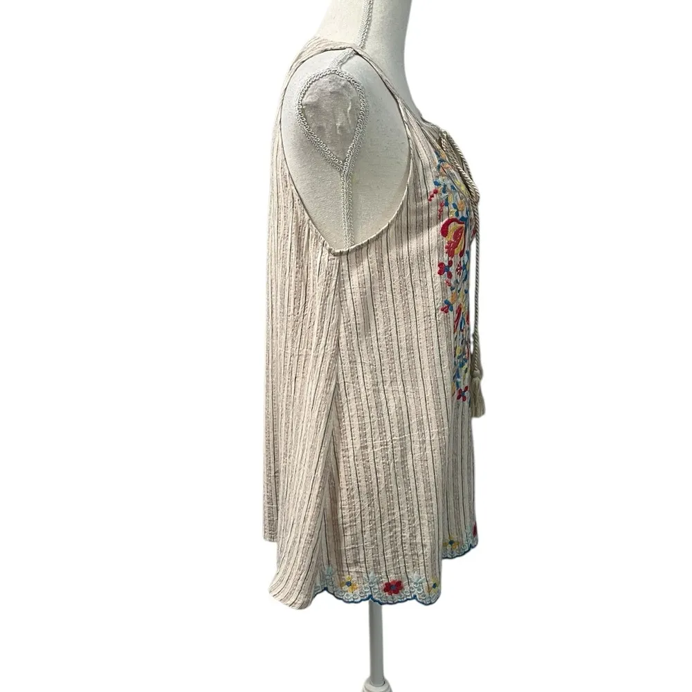 Savanna Jane Floral Embroidered Sleeveless Top Tassels Oversized Scalloped Hem S Pink - Image 6