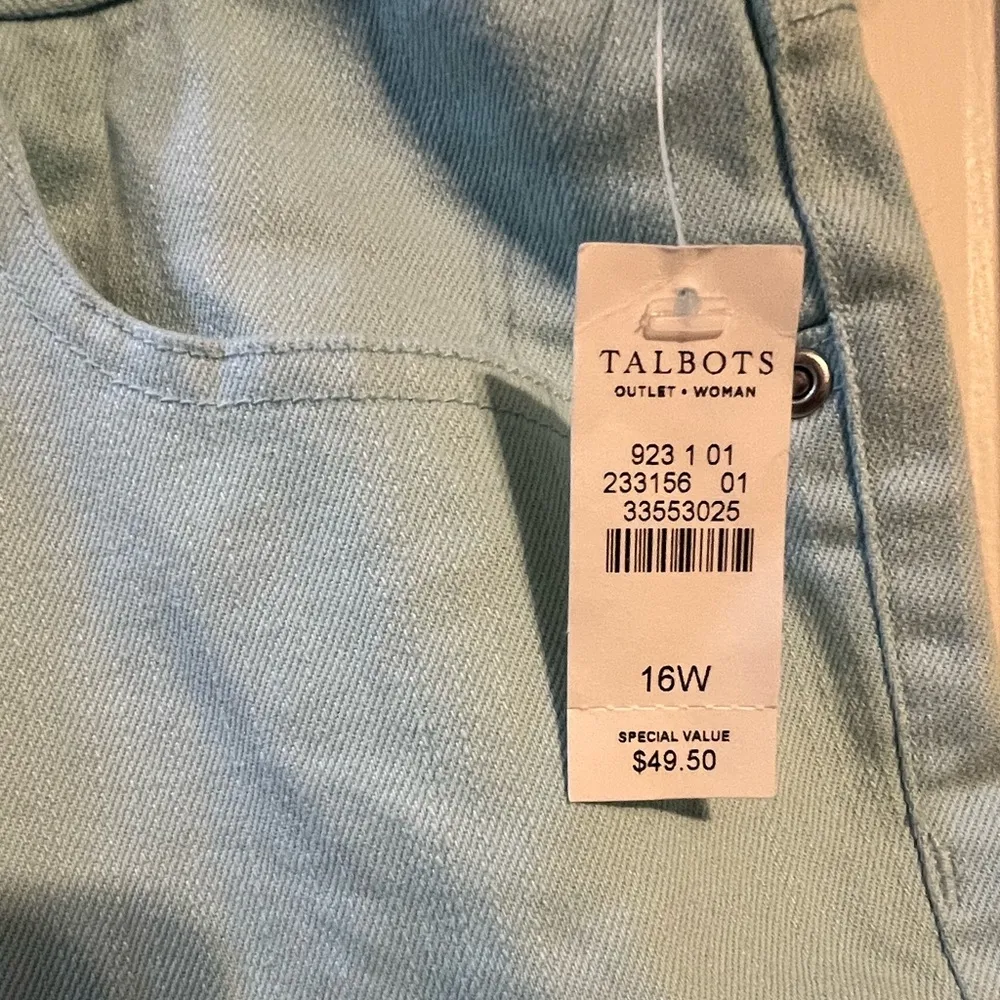 Talbots Cropped Jeans 16W Plus Size Capris Light Teal Green Denim NWT New - Image 4