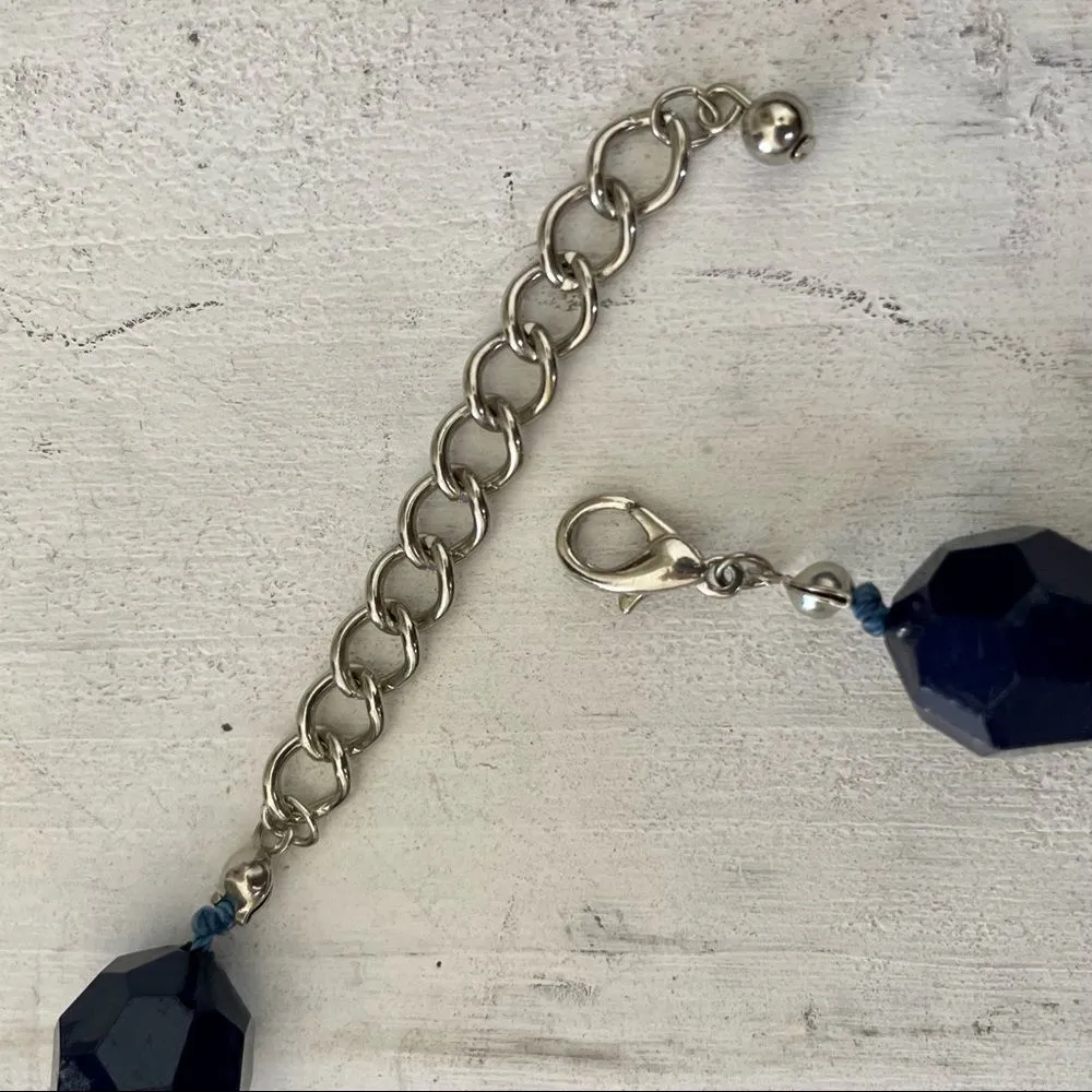 Long dark blue beaded necklace - Image 5