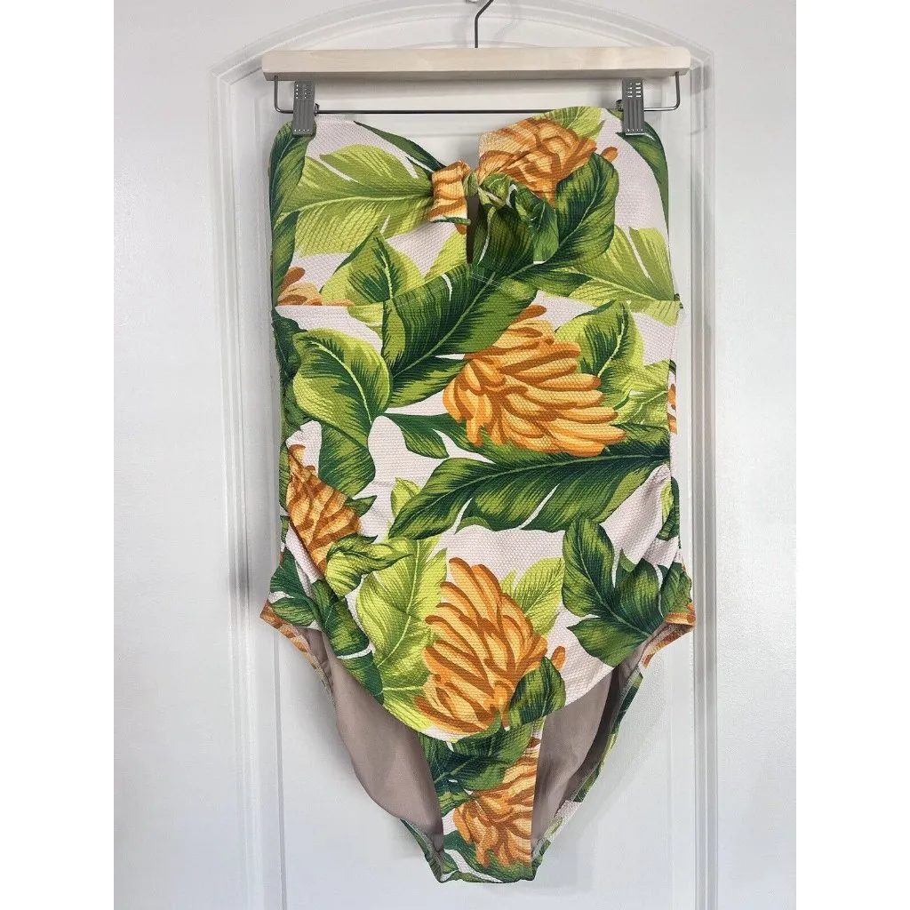 Women's Banana Print Pique Bandeau Full Coverage One Piece Swimsuit‎ Kona Sol XL - Image 5