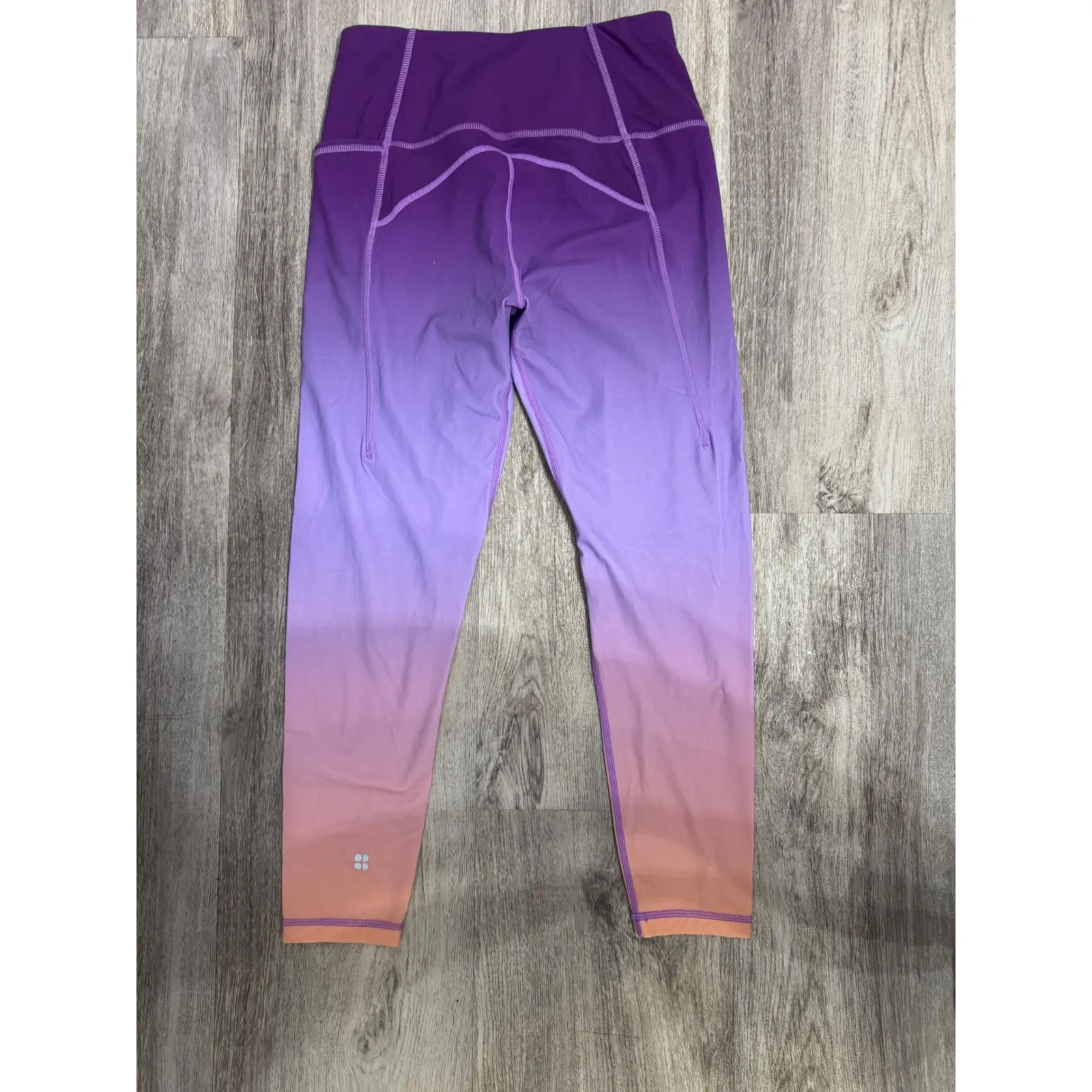 Sweaty Betty Super Soft Ombre Purple Pink Peach 7/8 Length Leggings US 6 - Image 3