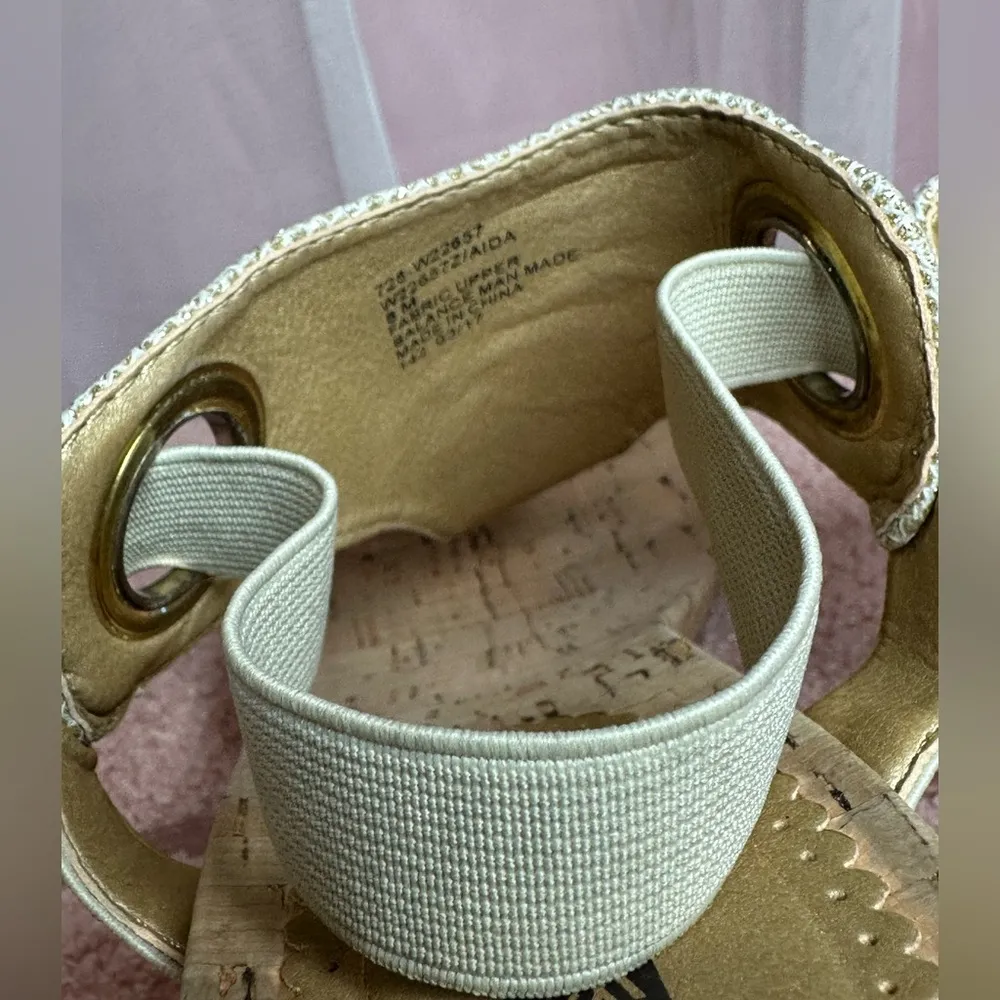 White Mountain Cork Tan Sparkle Women’s Strap Wedges Sandals Flip Flops Size 8M - Image 8