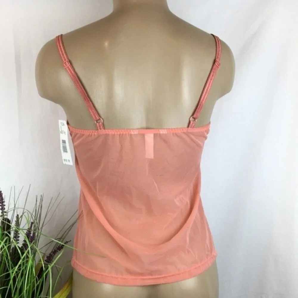 Felina Sheer Orange Eyelit Lace Trim Camisole Top NEW M - Image 2