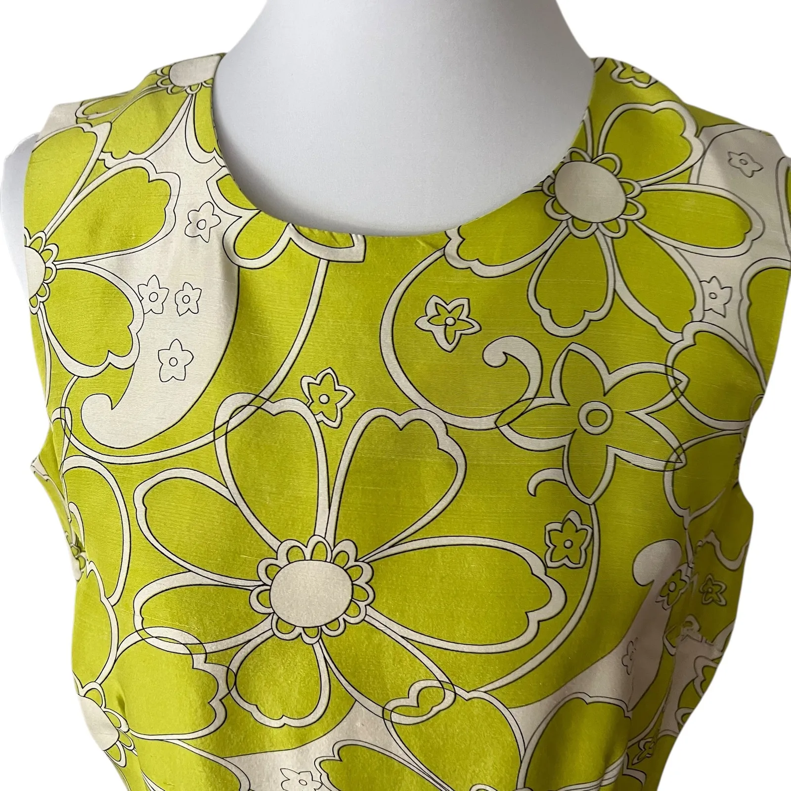 Vintage Womens Green Cocktail Dress 12 Semi Formal Retro Silk 60s Classic Y2K - Image 13