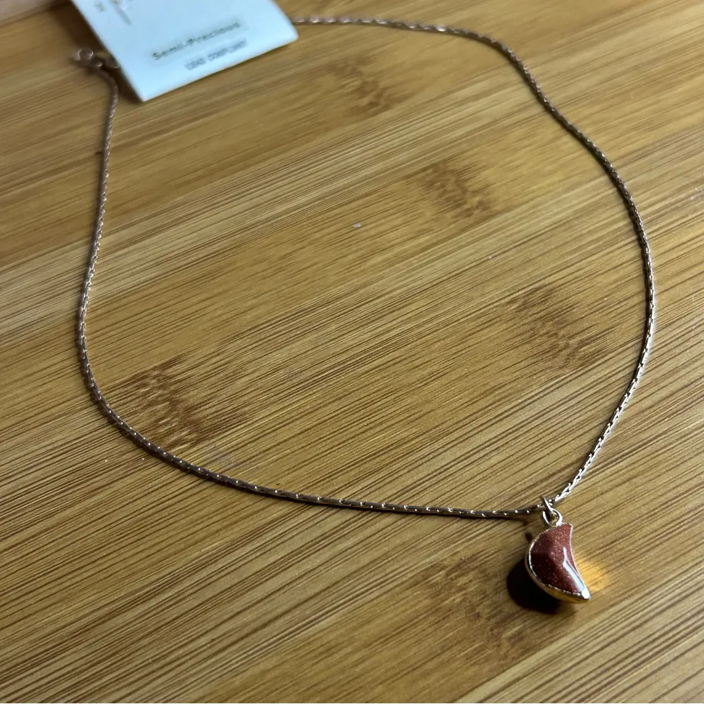 Elegant Rose Gold Teardrop Half Moon Pendant Necklace - Image 4