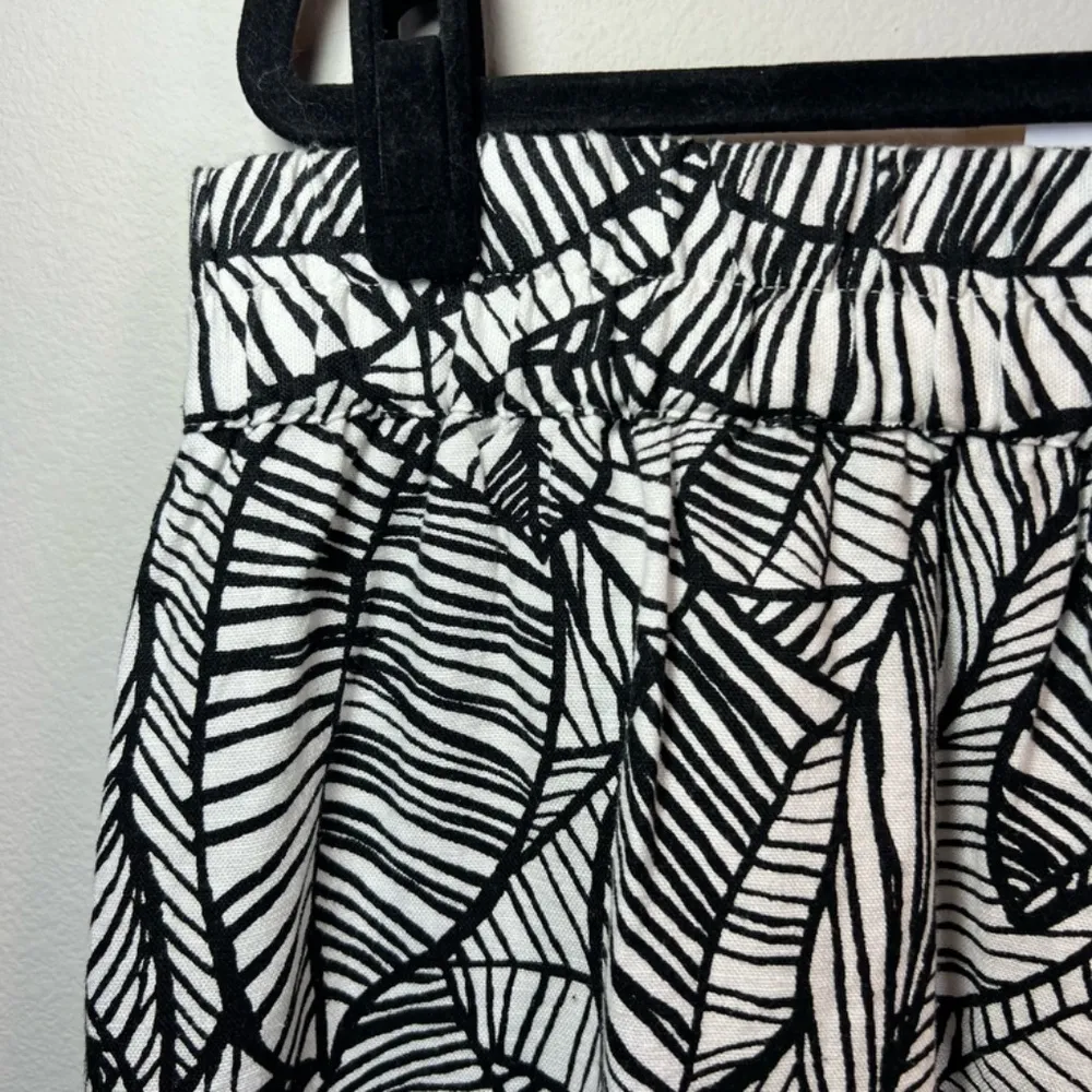 Loft Linen Blend Skirt Black Ivory Tropical Leaf Pockets NEW Womens Large Petite - Image 8