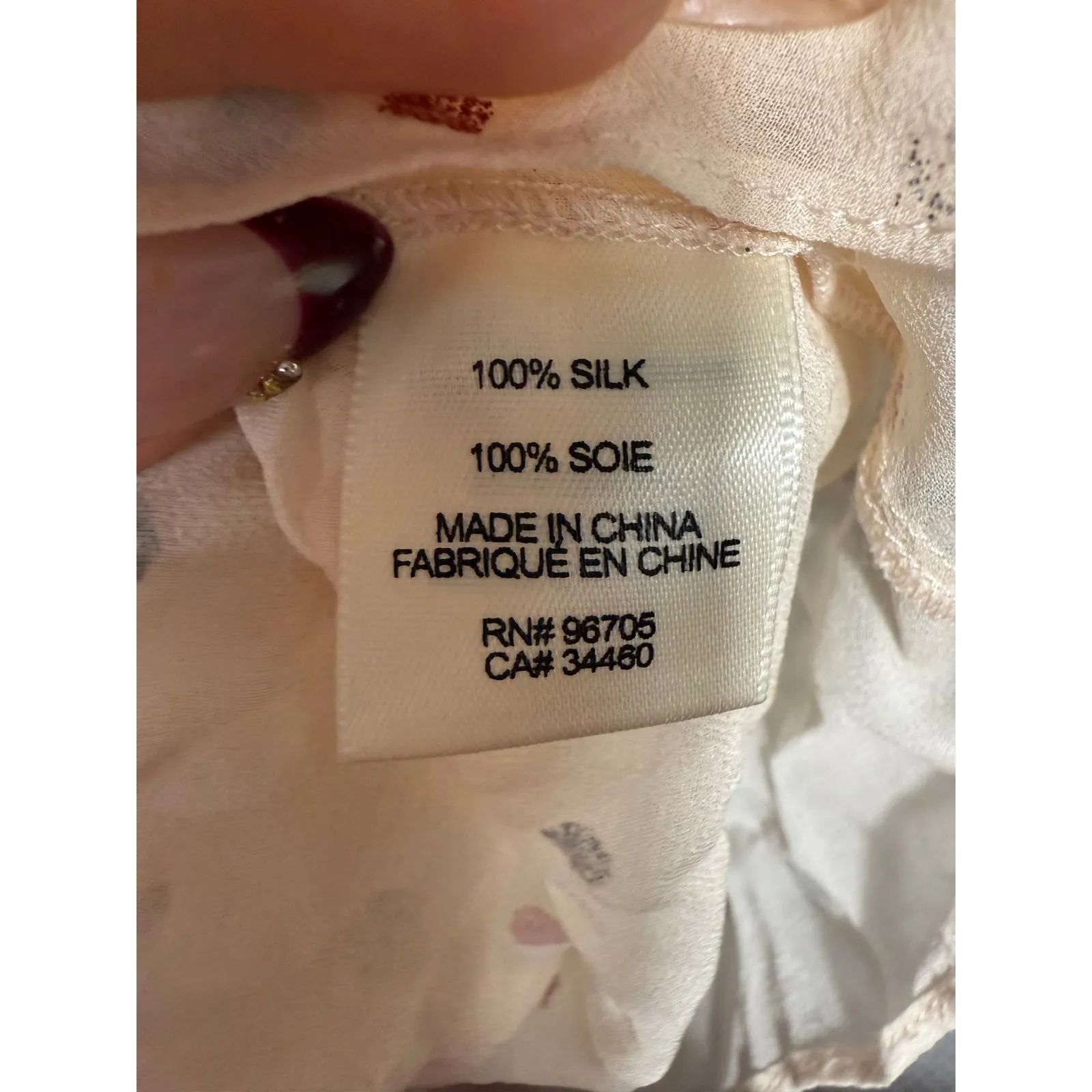 Rebecca Taylor Ruffle Gem Dot Silk Blouse Sheer Pink Metallic - Size 12 - Image 6