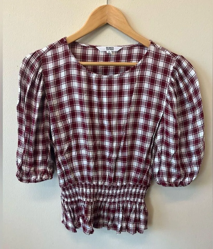 BB Dakota Steve Madden checkered smocked blouse - Image 2