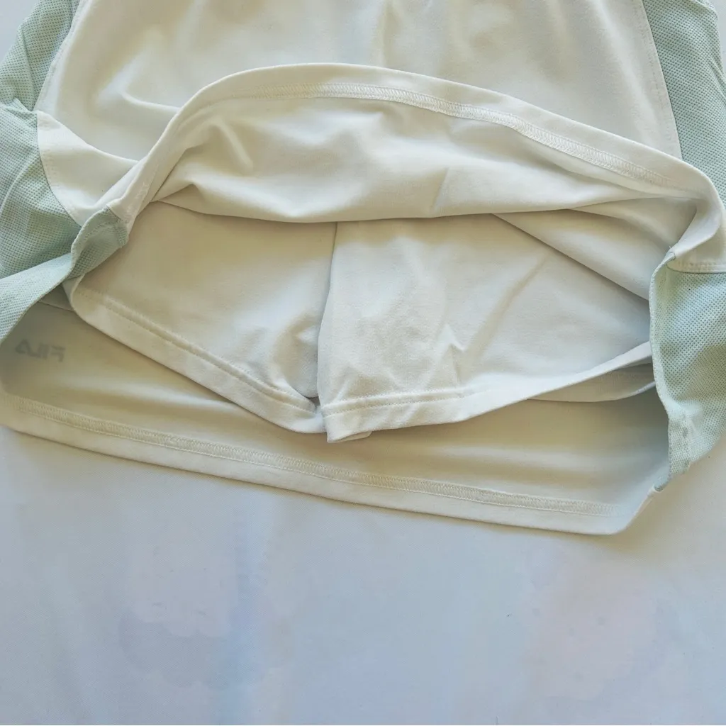 NWOT Women’s Medium Fila Skort Mini Athletic Skirt with Shorts White Mint Green - Image 5