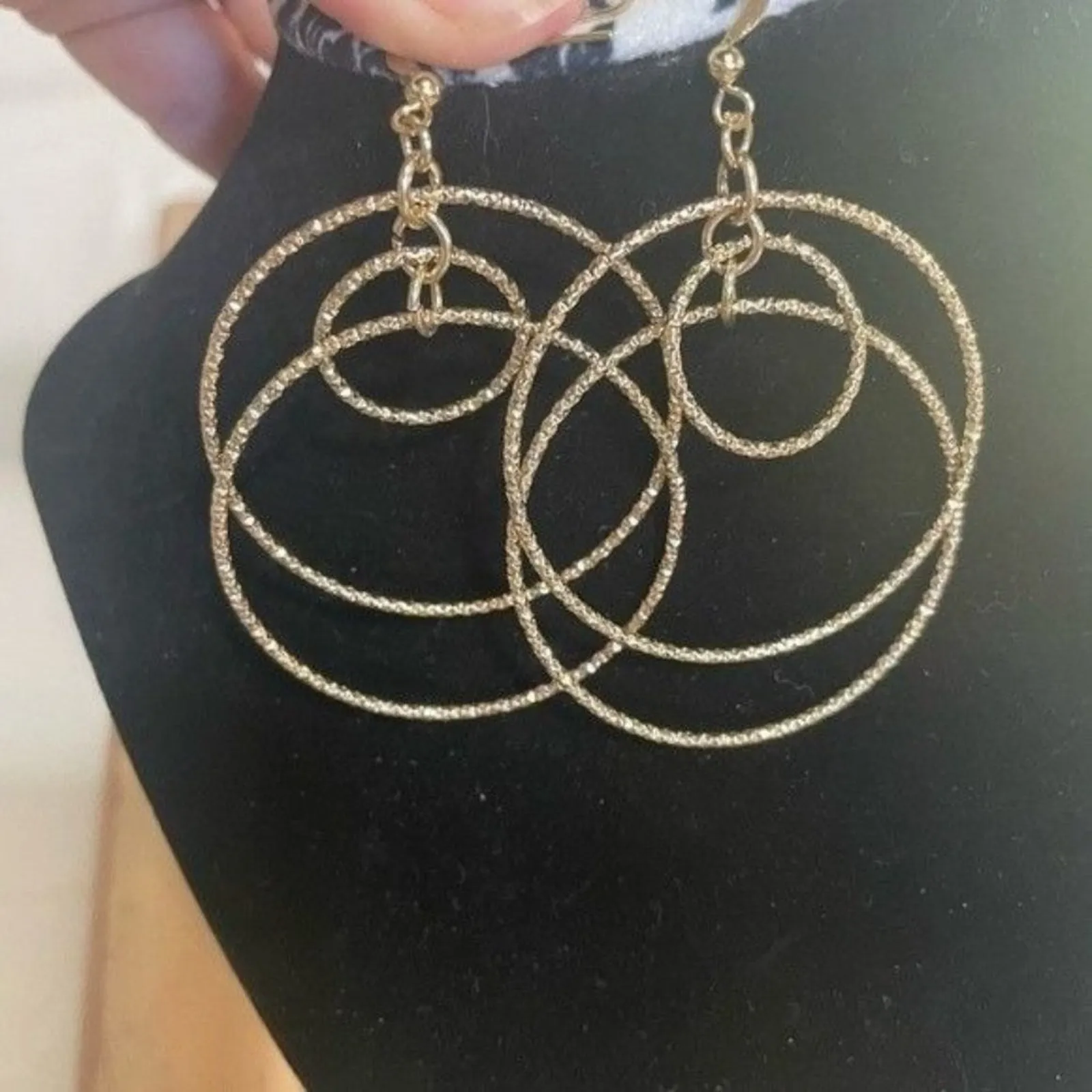 Croft & Barrow New Gold Tone Sparkle Multi Hoop Earrings Set - Image 7