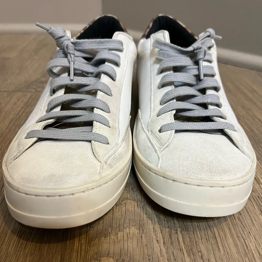 John Low Top Sneaker (Women) Size 40 in White/Leopard - Image 3