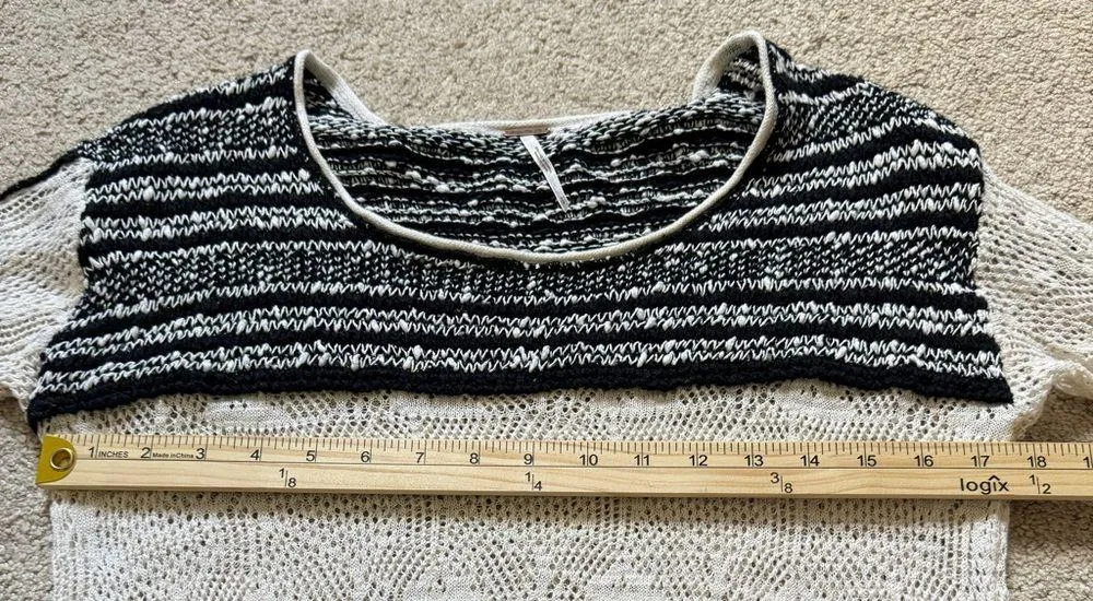 Free People Linen Knit Pullover‎ Sweater Size Large Lightweight Boho Miles Away - Image 9