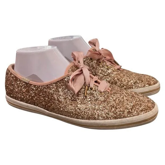Kate Spade x Keds Rose Gold Bridal Sparkle Embellished Sneakers Women's 8 - Image 5