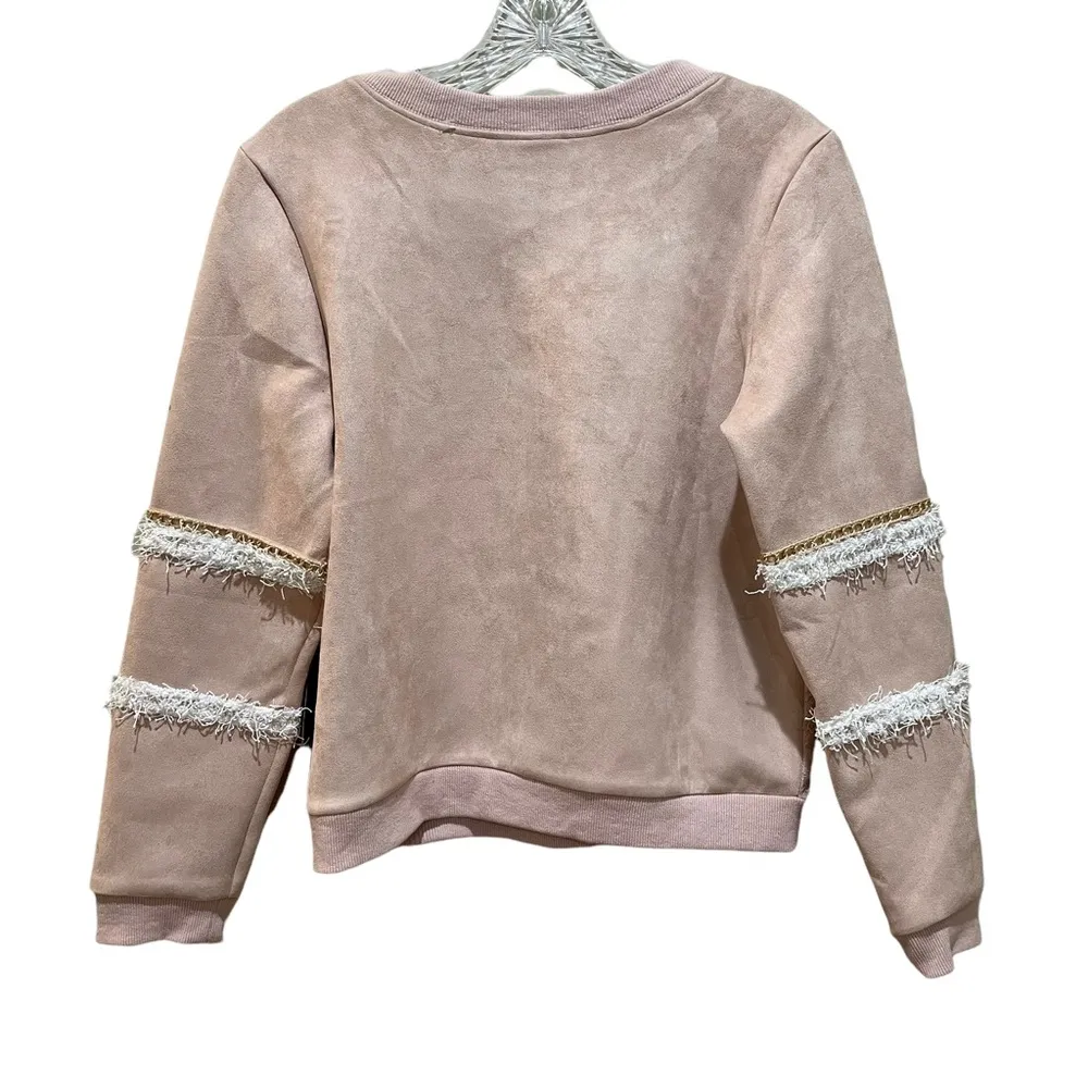 Alice Blue Floral Lace Pullover Sweatshirt Top Blush Pink Size Small - Image 8