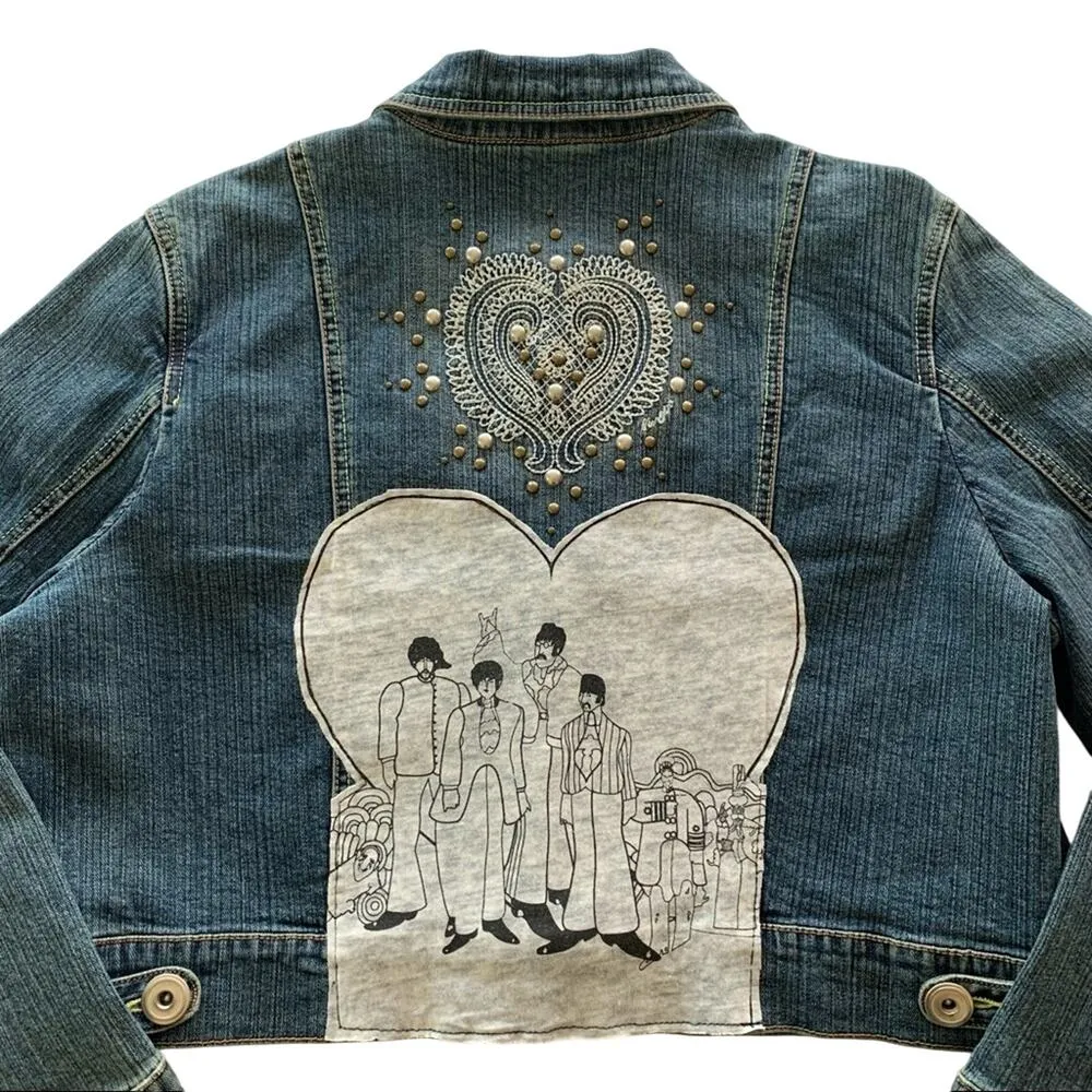 Via Penny Lane Reworked Apparel | The Beatles Yellow Submarine Denim Jacket Blue Size 14 - Image 8