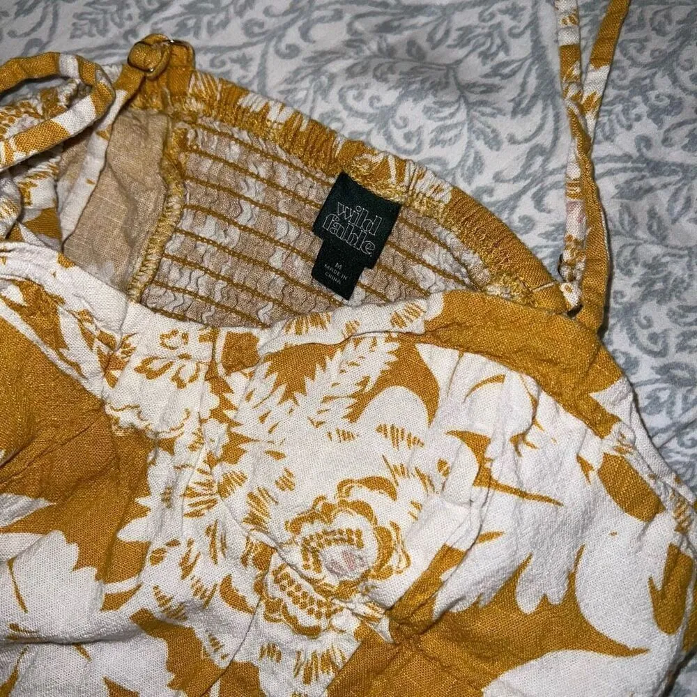 Wild Fable Mustard Yellow Floral Sleeveless Spaghetti Strap Dress size M - Image 5