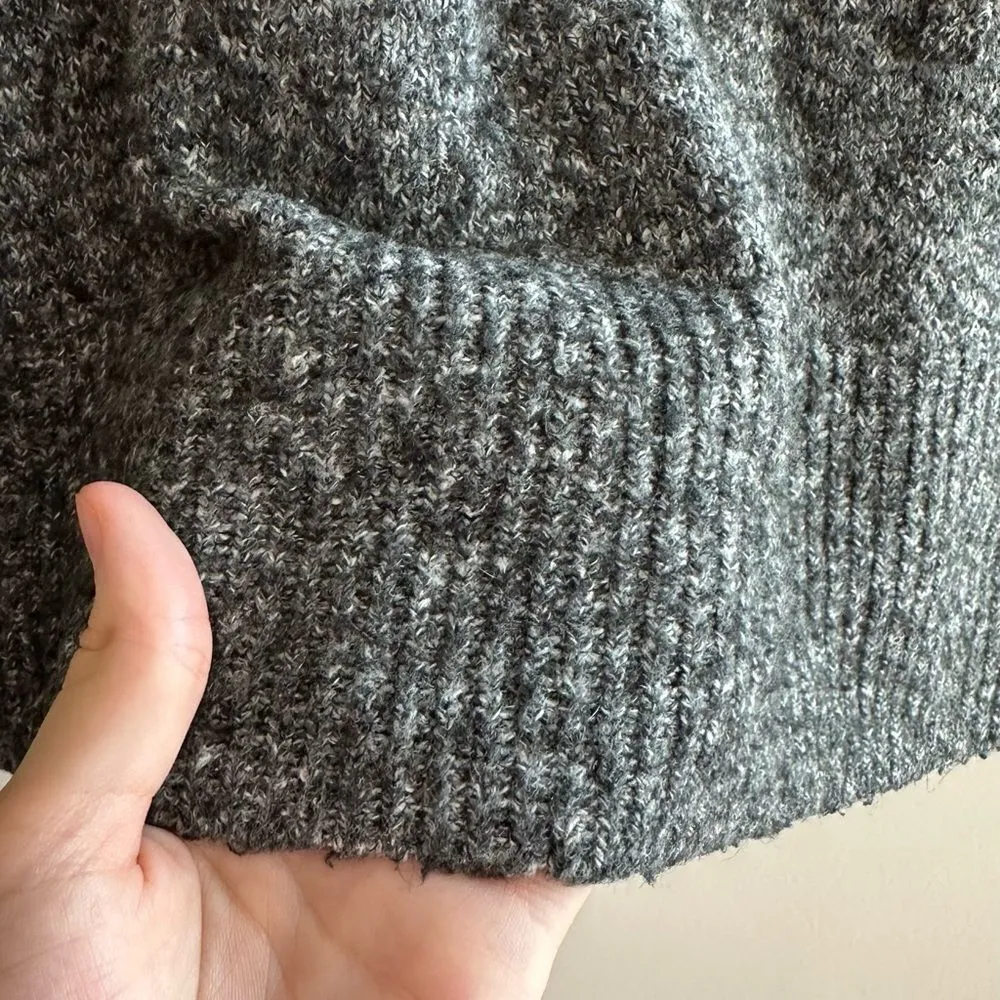 LOFT Marbled Grey Cowl Neck Sweater with Drawstring Tie, Size Medium - Image 12