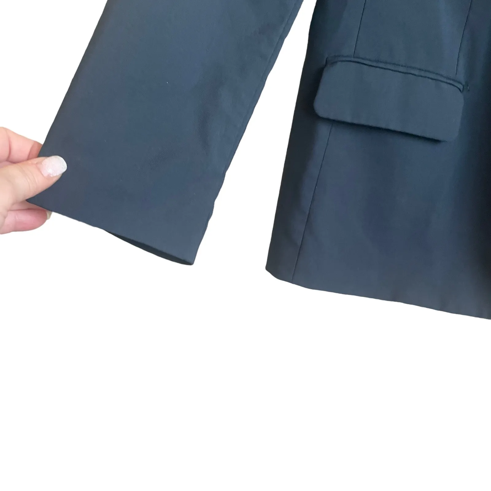 J Jill Women Jacket 12 Navy Wool Blazer Old Money Career‎ Classic Quiet Luxury Blue - Image 5