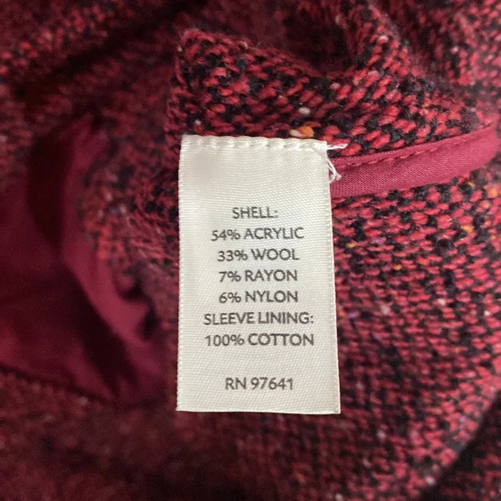 J Jill maroon red and black tweed wool blend jacket size S - Image 10