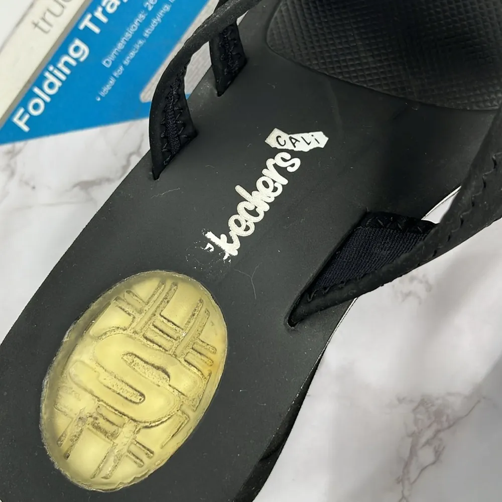 SKECHERS Cali‎ Cutout Thong Sandals Chunky Foam Heel Black 90's Vintage Y2K - Image 8