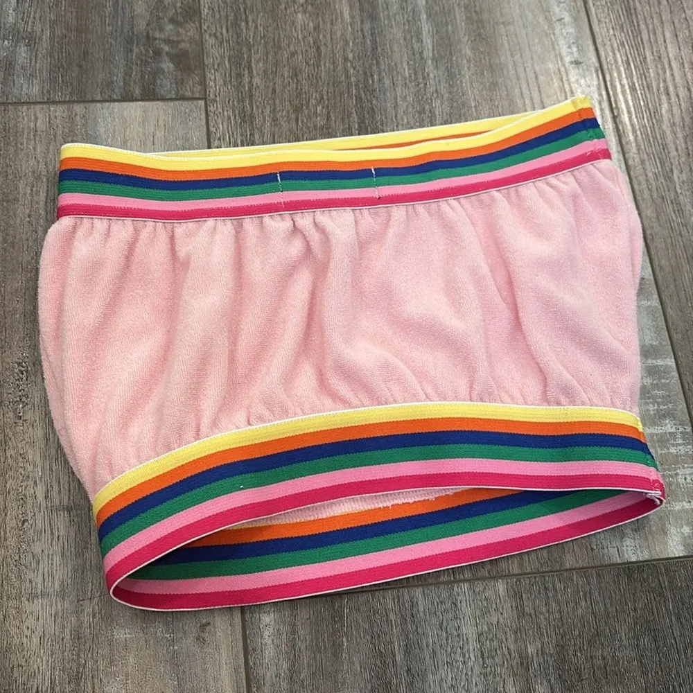 Dolls Kill Pink Terrycloth Patch Bandeau Tube Top Medium - Image 4