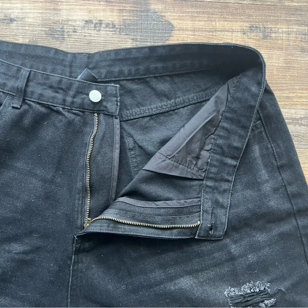 Cider Happy Hour Black Wide Leg Y2K Style Grunge Ripped Distressed Jeans Sz 3XL - Image 6