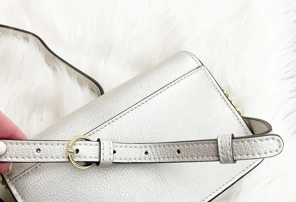 Karl Lagerfeld  Corinne Flap Gold Silver Metallic Crossbody Bag - Image 3