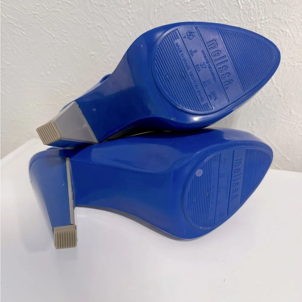 Melissa Amazonista II Blue Platform Heel Sandals Size 8 VGUC - Image 7