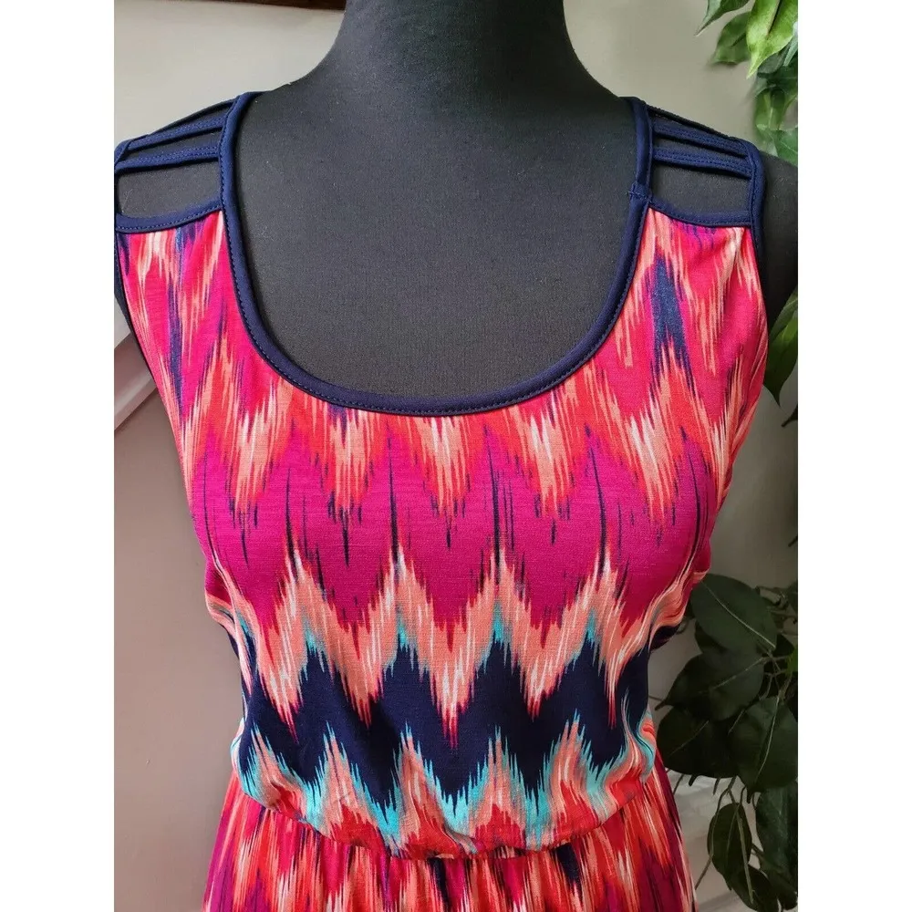 Multicolor Women's Polyester Sleeveless Scoop Neck Long Maxi Dress Size Small - Image 5