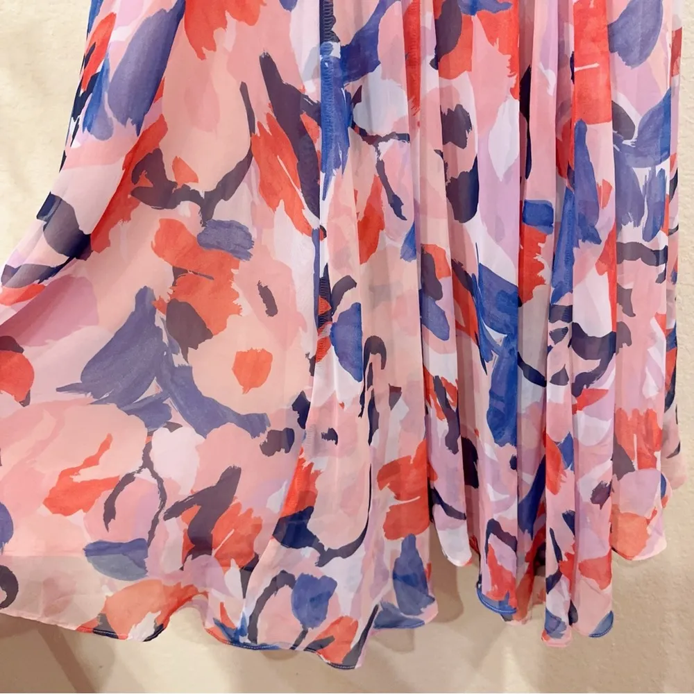 En Saison Arlie Midi Dress with Tie Straps in Blush Blue Floral Size Small NWT Pink - Image 4