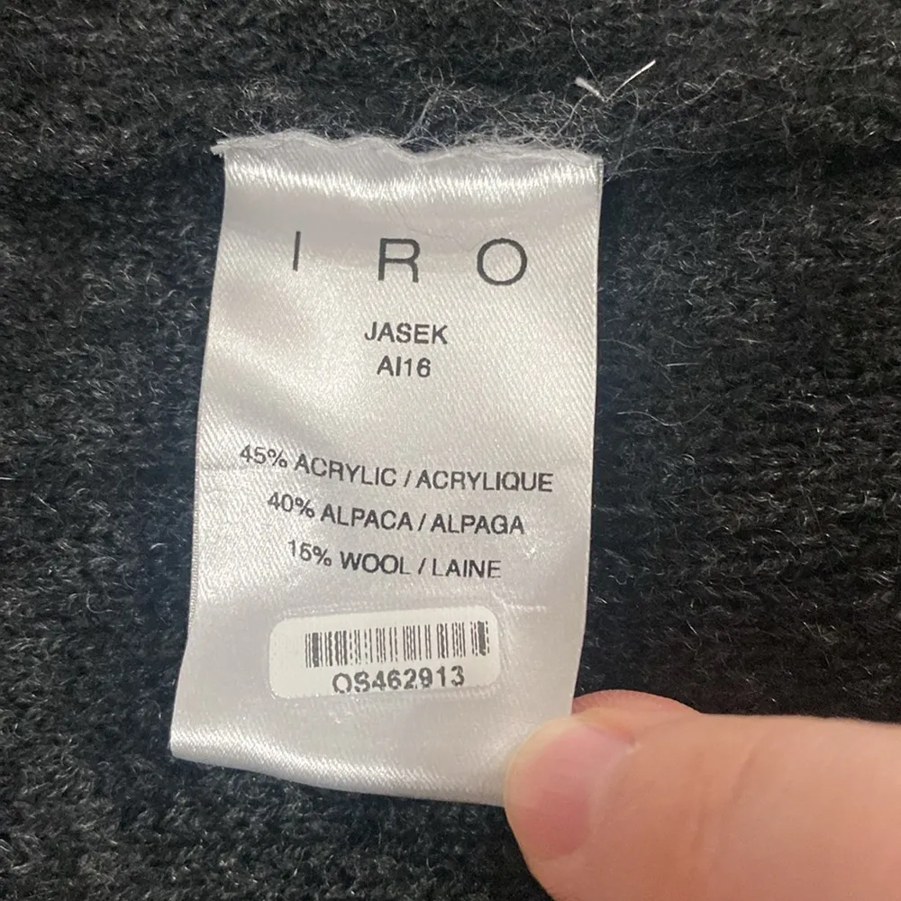 IRO Jasek leopard print longline alpaca wool blend cardigan charcoal black sz XS - Image 14