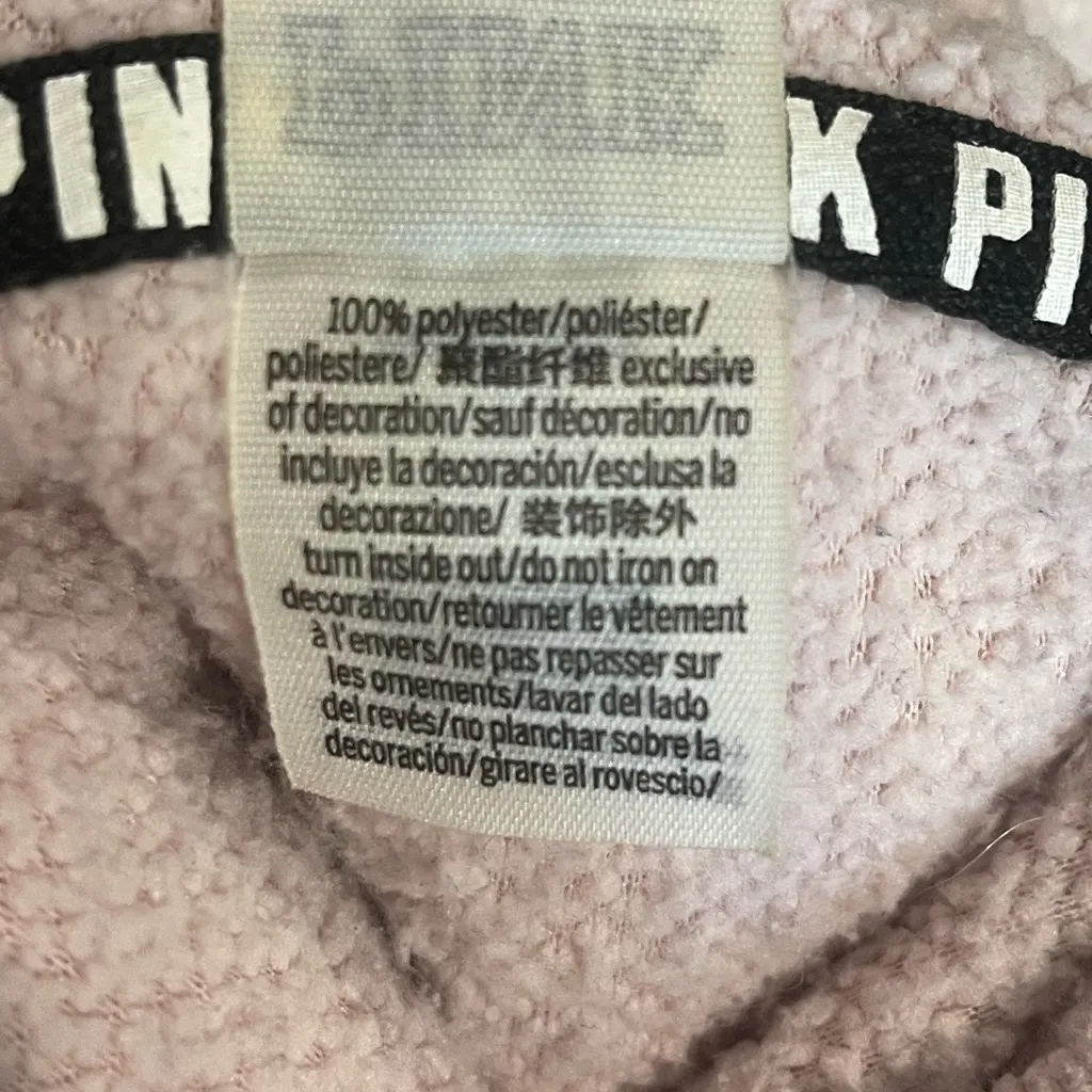 Victoria’s Secret light PINK Sherpa Hoodie Jacket Half Zip Up size small - Image 7