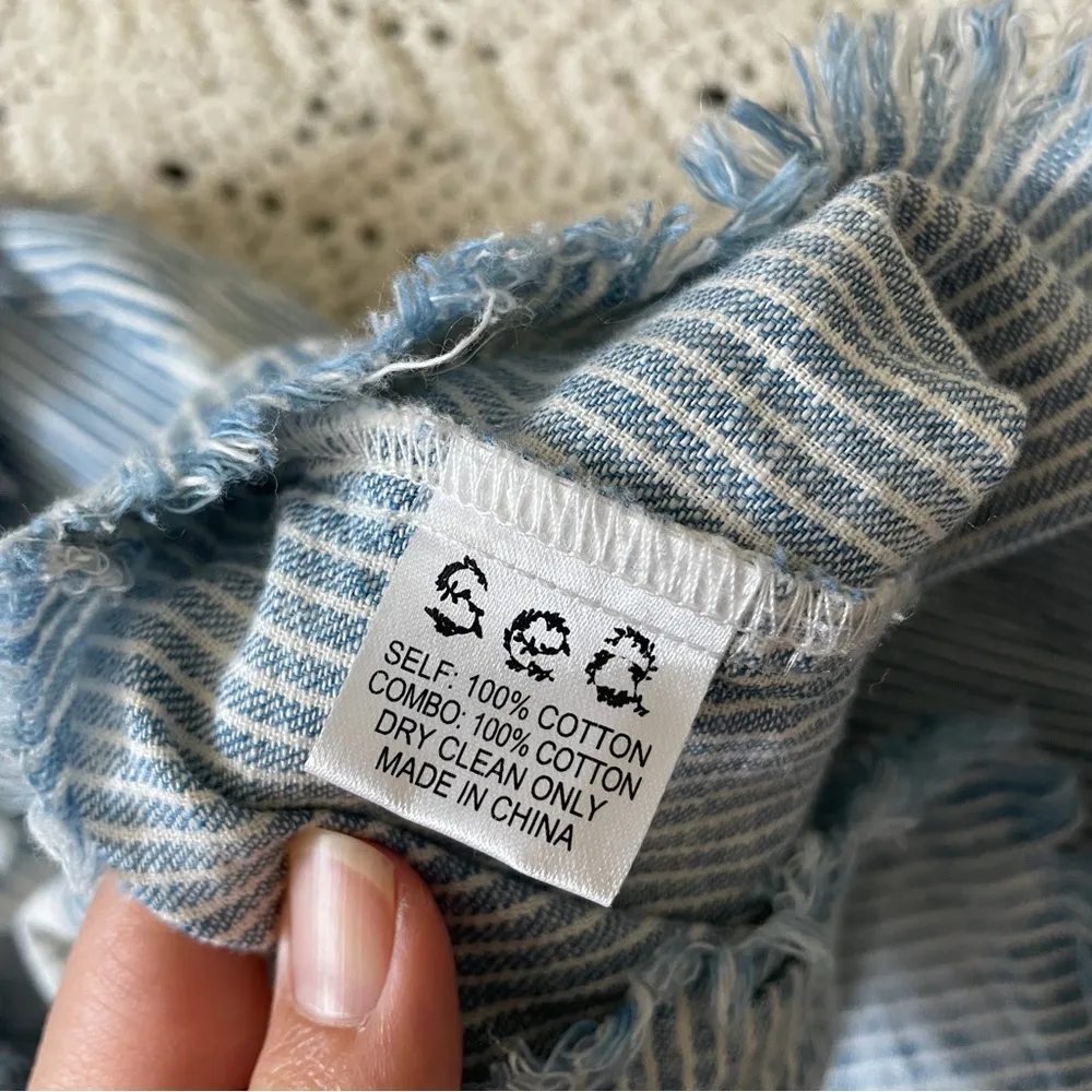 Sea New York Resort Collection 2015 Bleach Splatter Stripe Tiered Dress Blue (2) White - Image 9