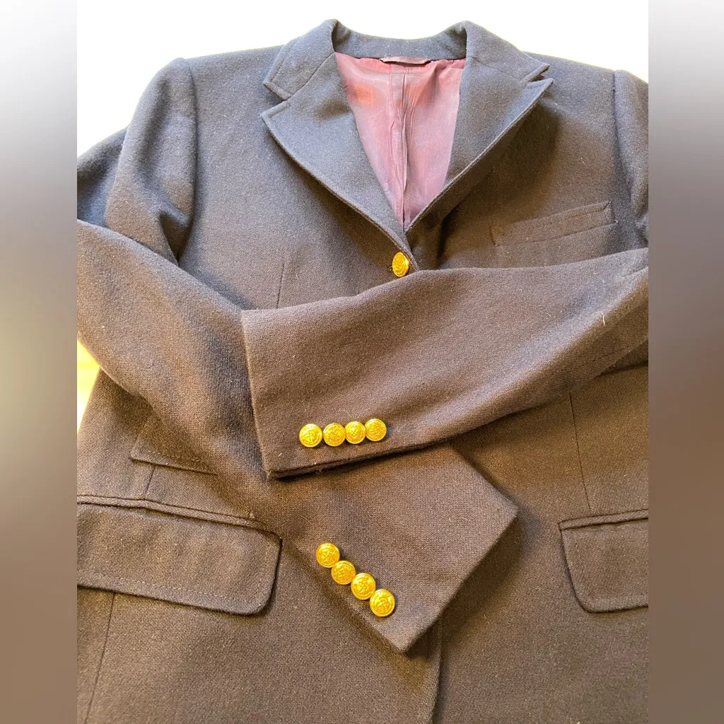 Point of View Women’s 3 button Wool Blazer, Navy, Vintage, short‎ waist,Size 12 Blue - Image 5