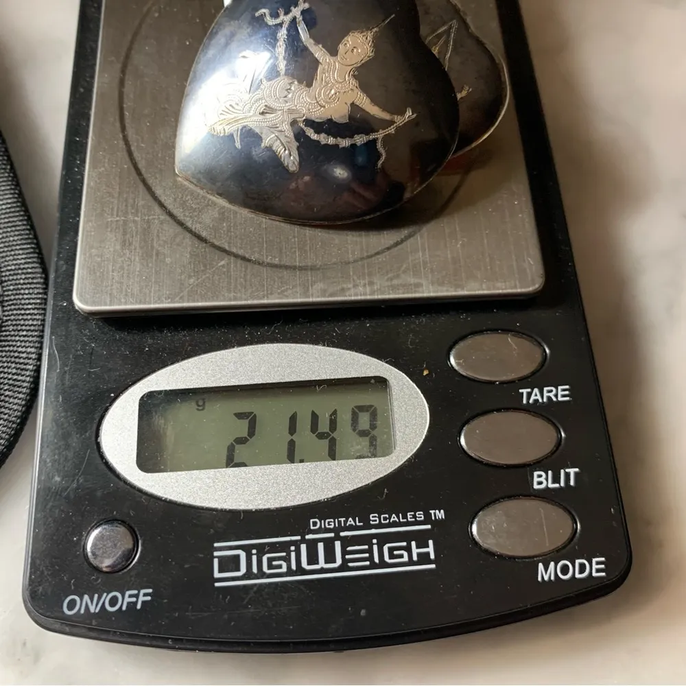 Siam Sterling Silver Brooch And Screw Back Earrings Heart Shaped Amearco VTG 21g - Image 9